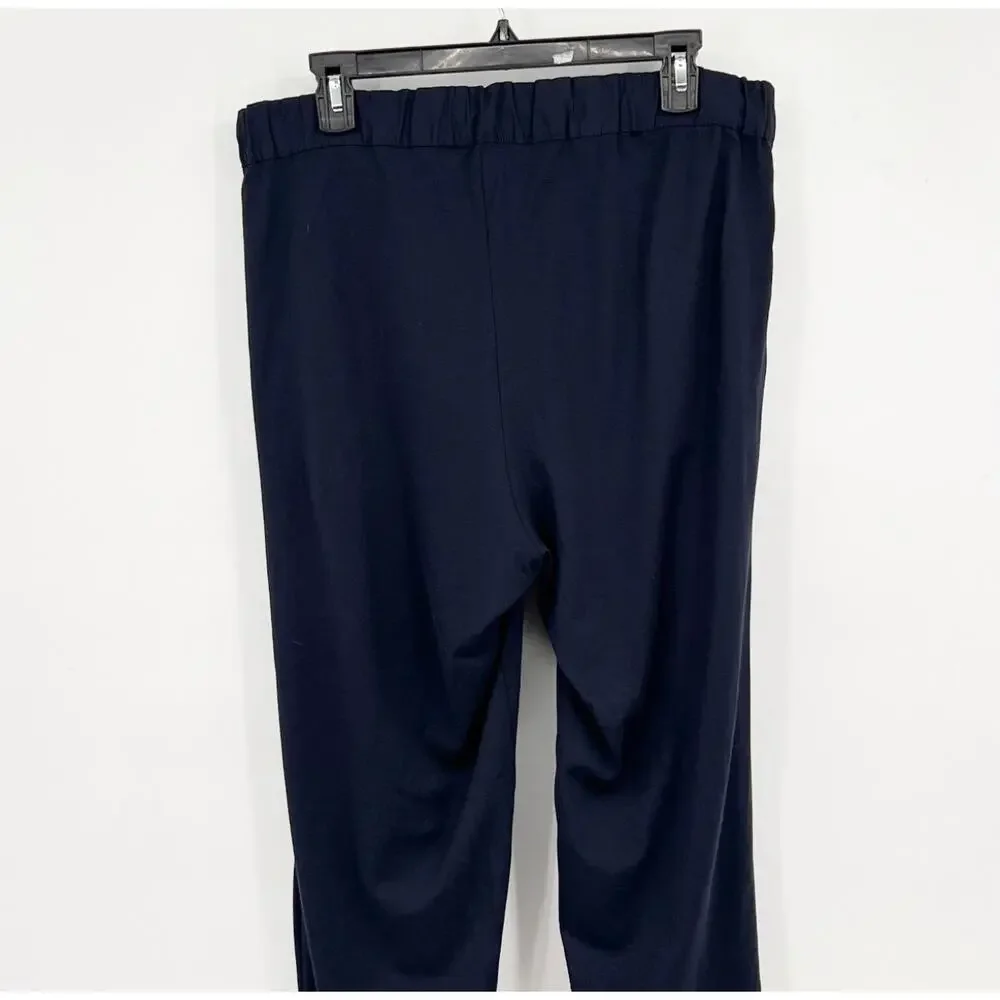 HANRO Men's Night & Day Long Cotton Pants XL Navy Blue Drawstring Pockets NWOT